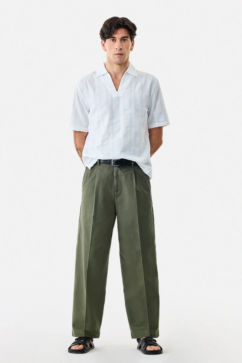 Snitch Olive 100% Cotton Baggy Trousers for Men | Best Price UAE